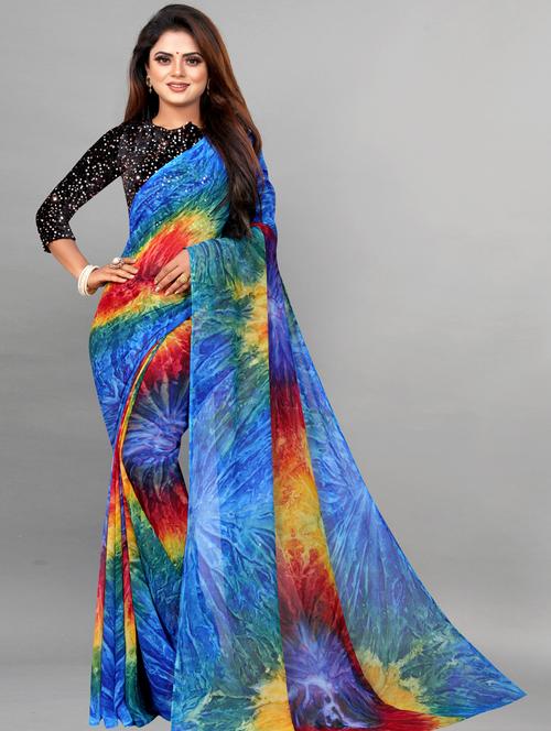 women printed georgette saree with blouse - 21130204 - Standard Image - 0