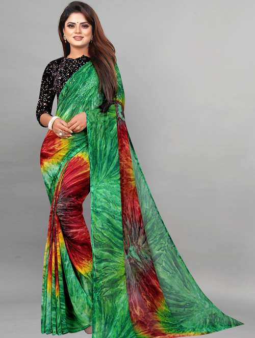 women printed georgette saree with blouse - 21130206 - Standard Image - 0