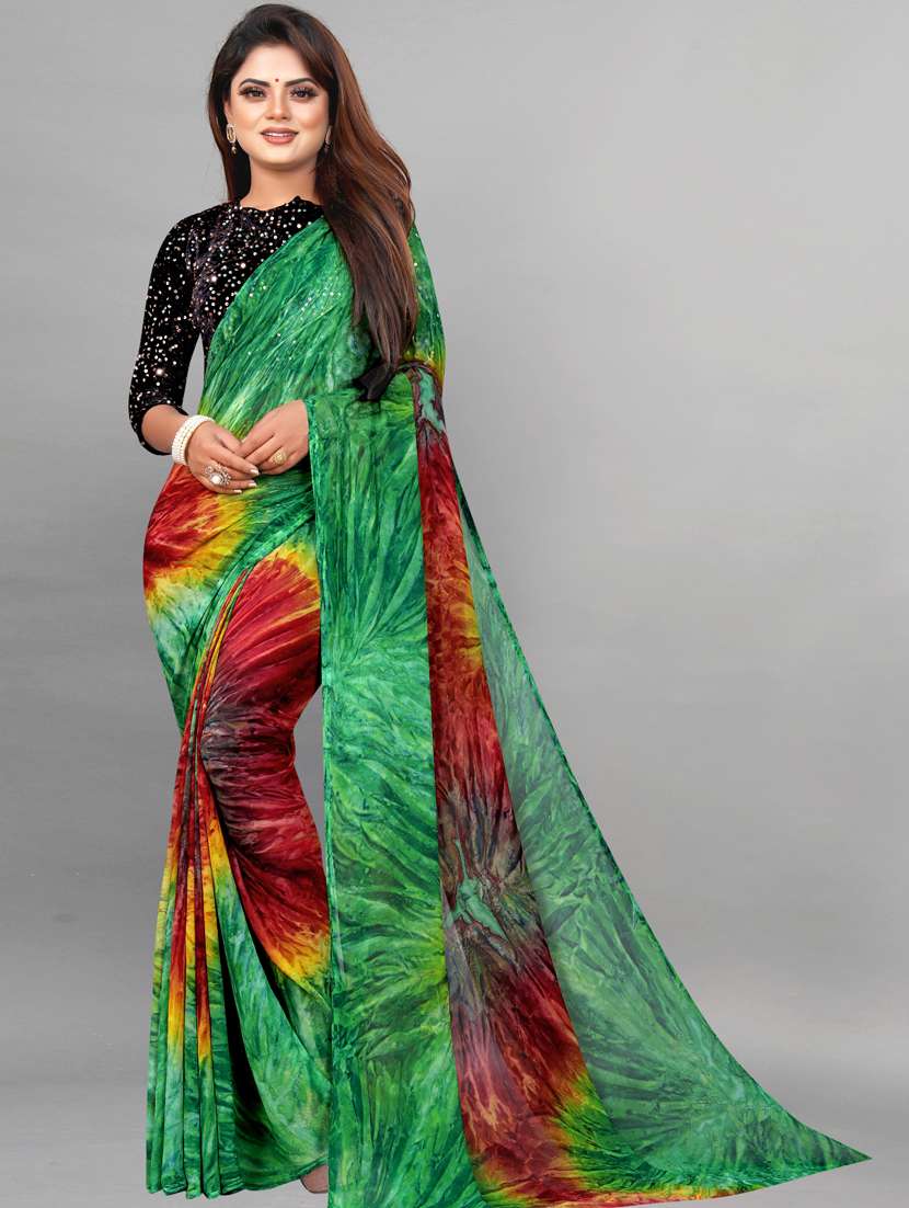 women printed georgette saree with blouse - 21130206 - Zoom Image - 0