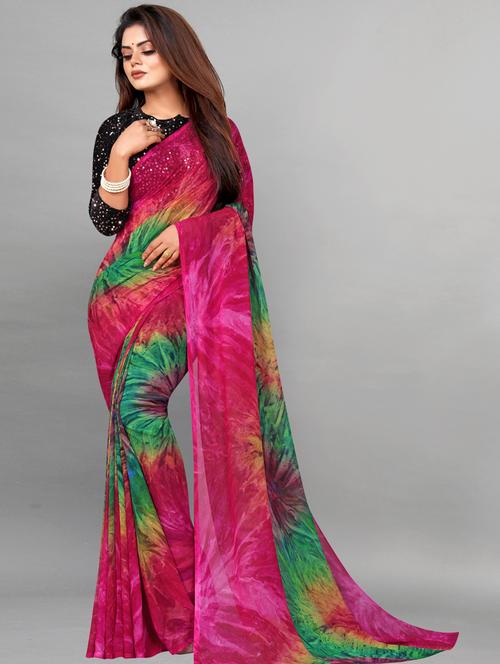 women printed georgette saree with blouse - 21130207 -  Standard Image - 0