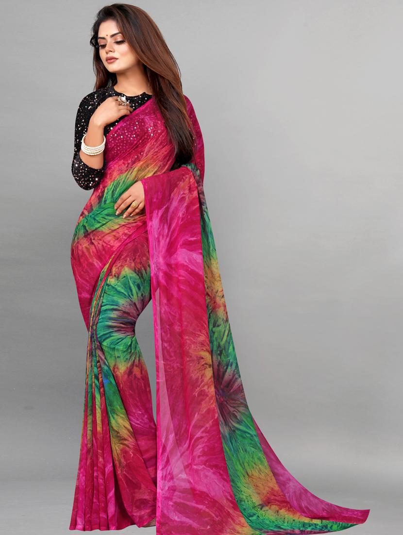 women printed georgette saree with blouse - 21130207 -  Zoom Image - 0
