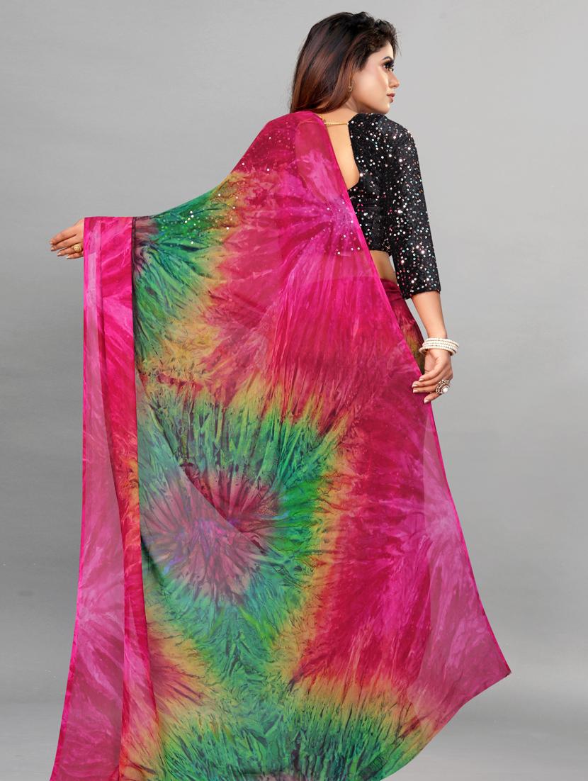women printed georgette saree with blouse - 21130207 -  Standard Image - 1