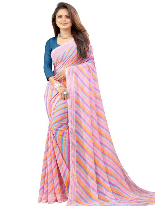 women printed georgette saree with blouse - 21130210 -  Standard Image - 0