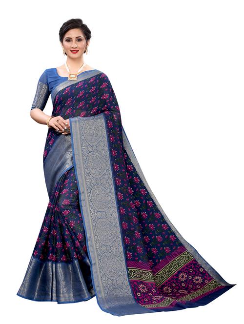 women printed bordered saree with blouse - 21130237 -  Standard Image - 0