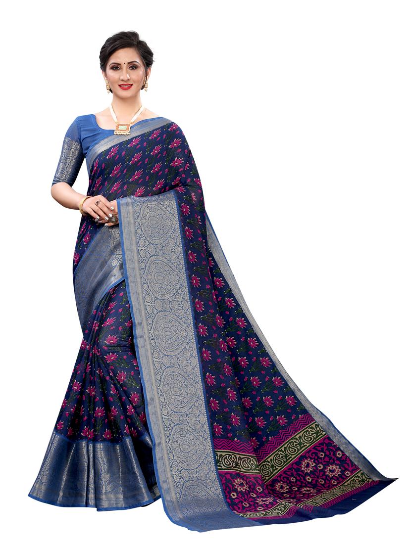 women printed bordered saree with blouse - 21130237 -  Zoom Image - 0