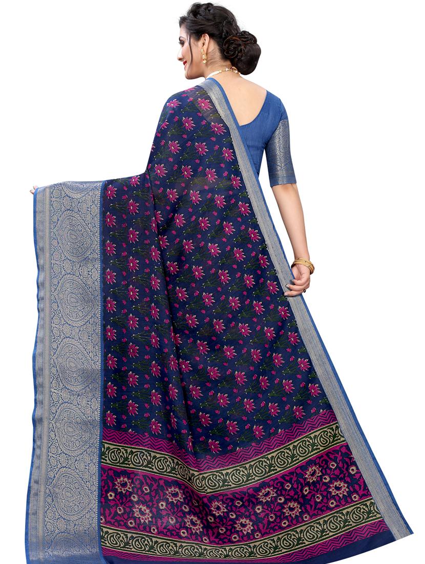 women printed bordered saree with blouse - 21130237 - Standard Image - 1