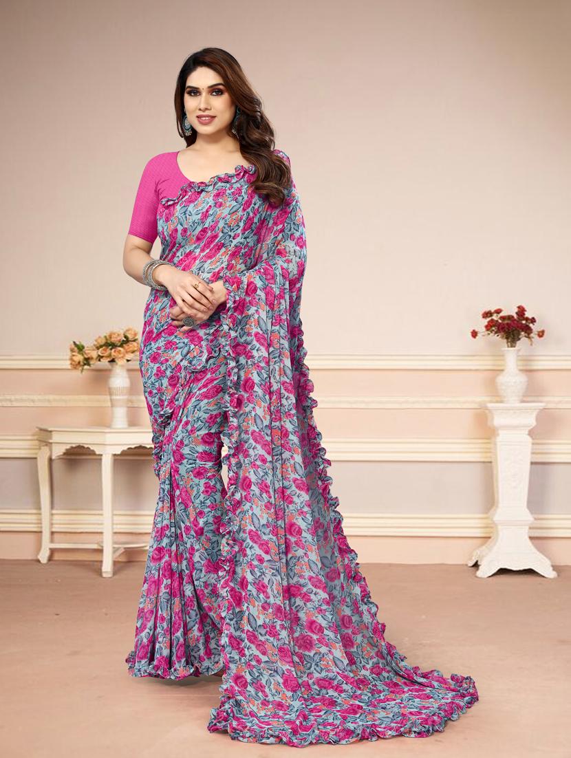 women printed saree with blouse - 21130257 - Zoom Image - 0