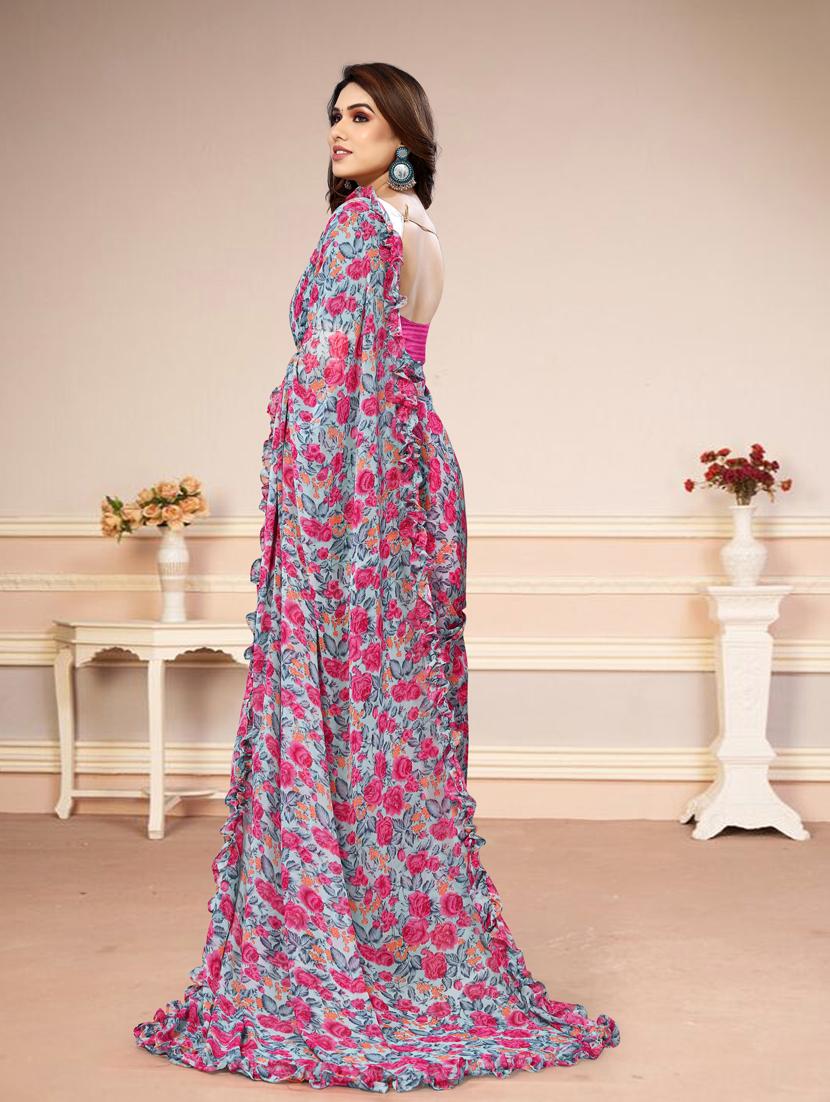 women printed saree with blouse - 21130257 - Standard Image - 1