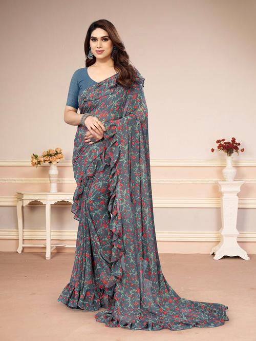 women printed saree with blouse - 21130268 - Standard Image - 0