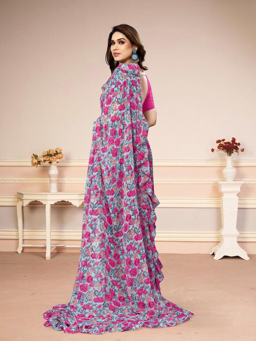 women printed saree with blouse - 21130269 -  Standard Image - 1