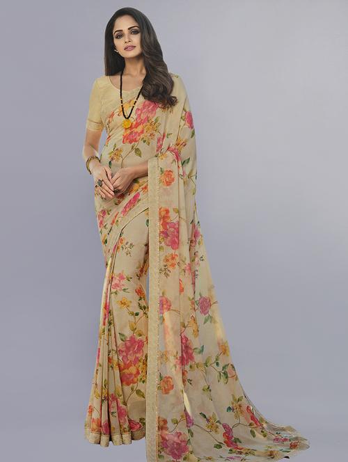 women floral printed saree with blouse - 21130300 -  Standard Image - 0
