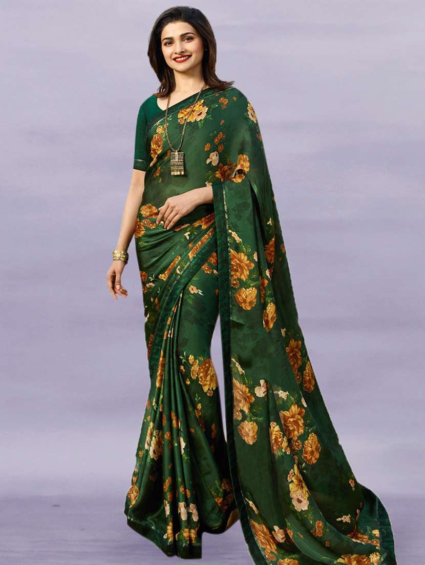 women printed saree with blouse
