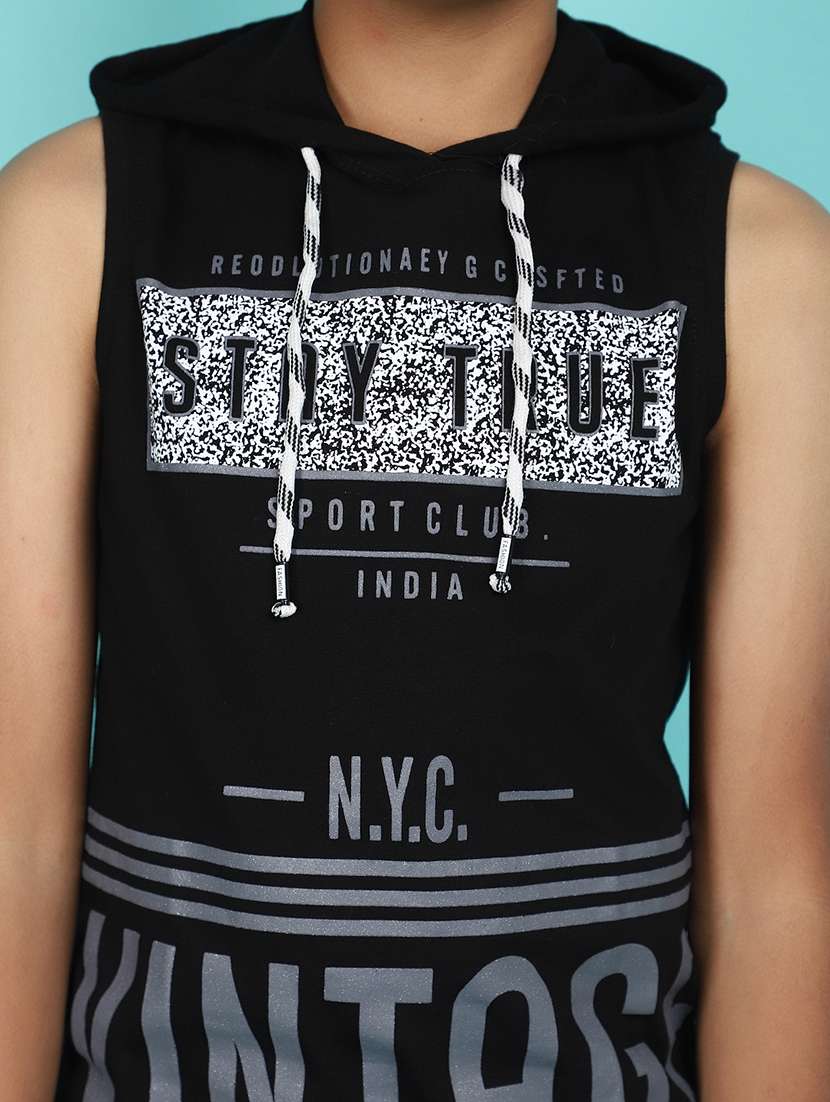 boys hooded printed vest - 21130426 -  Standard Image - 6