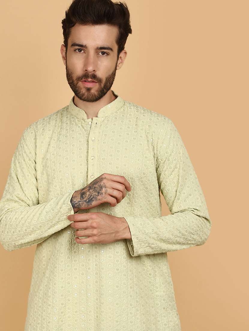 men long sleeve kurta pyjama set - 21130516 -  Standard Image - 4