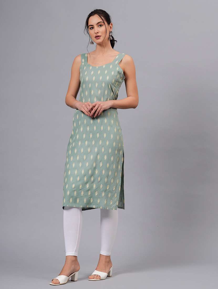 women sleeveless straight kurta