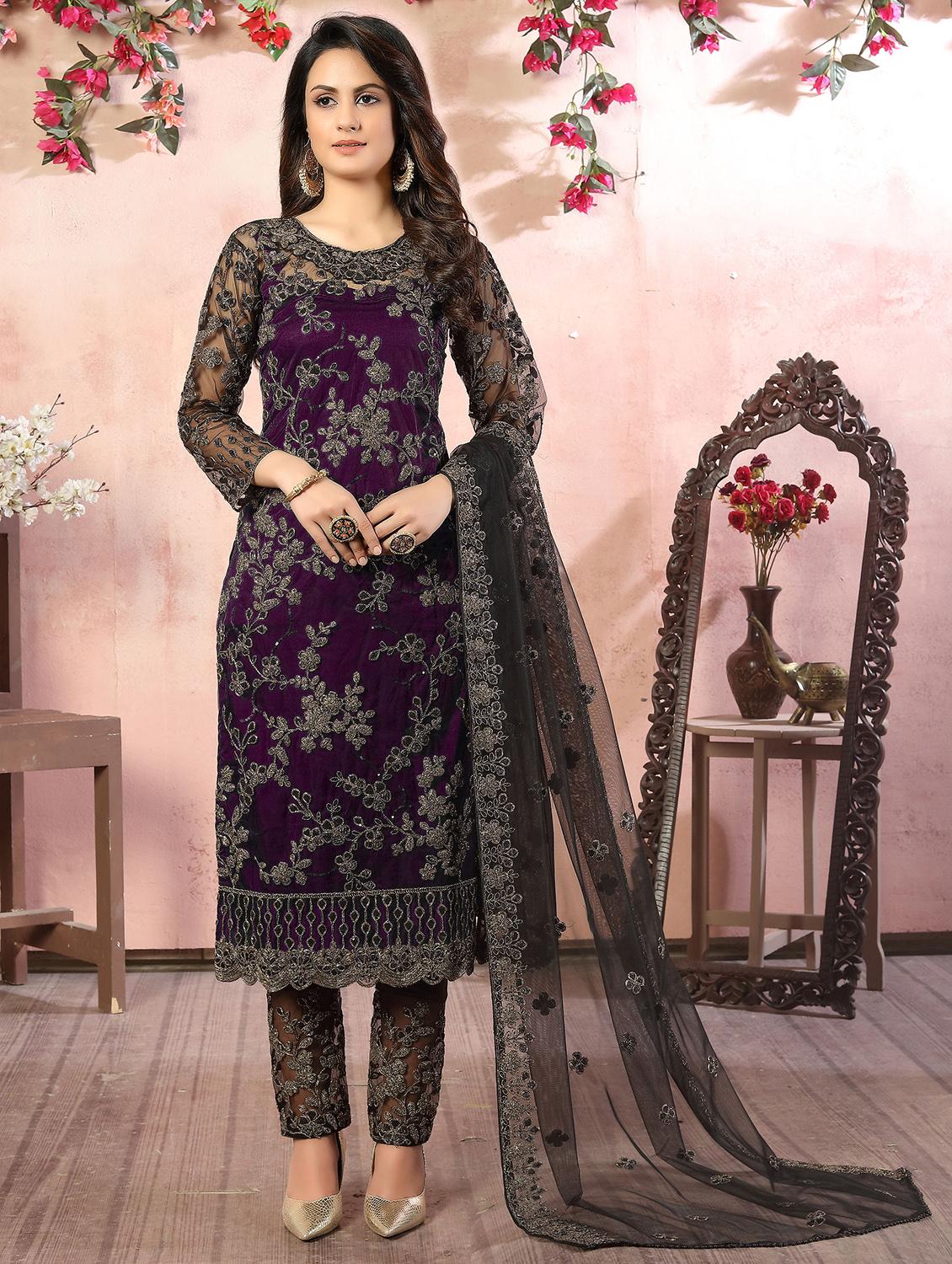 women embroidered semi-stitched suits - 21130742 -  Standard Image - 1