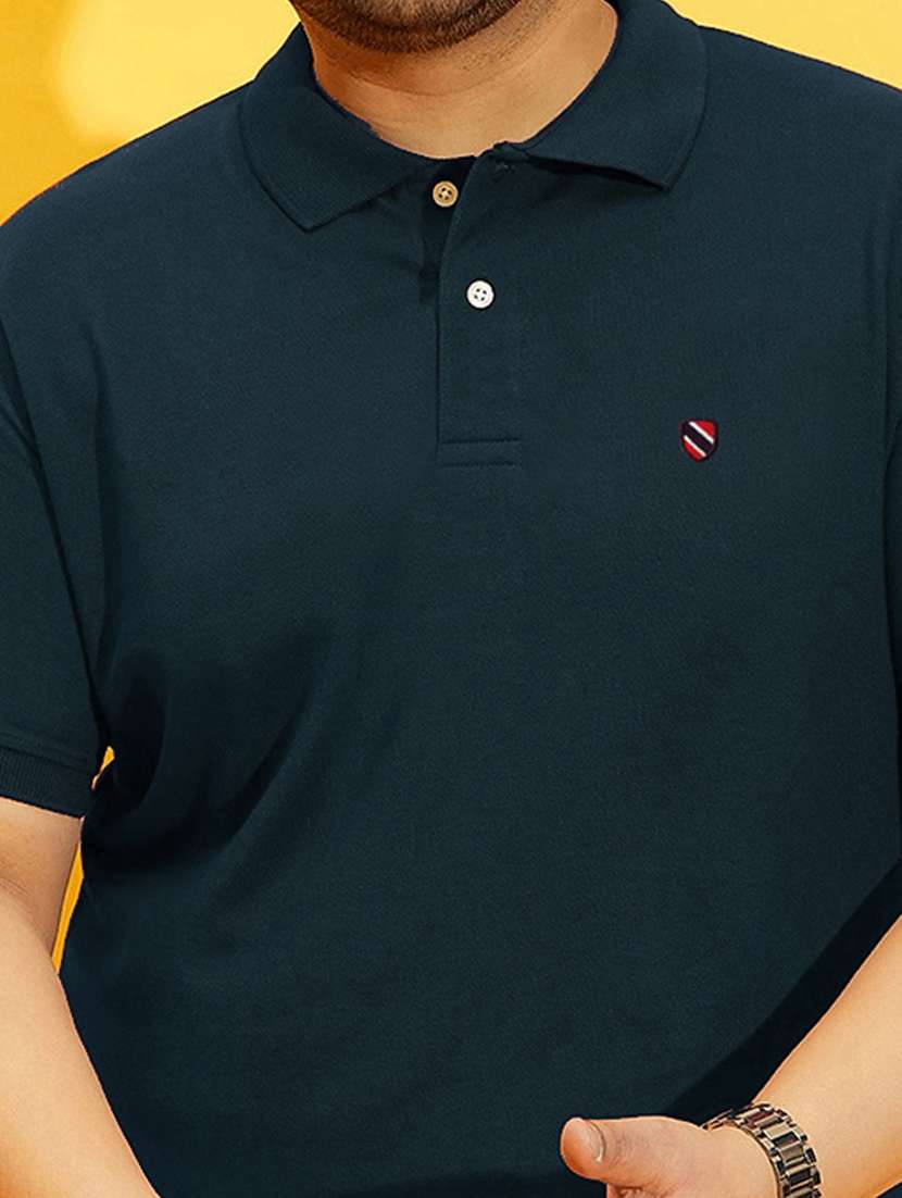 men solid bottle green plus size polo t-shirt - 21130886 - Standard Image - 4