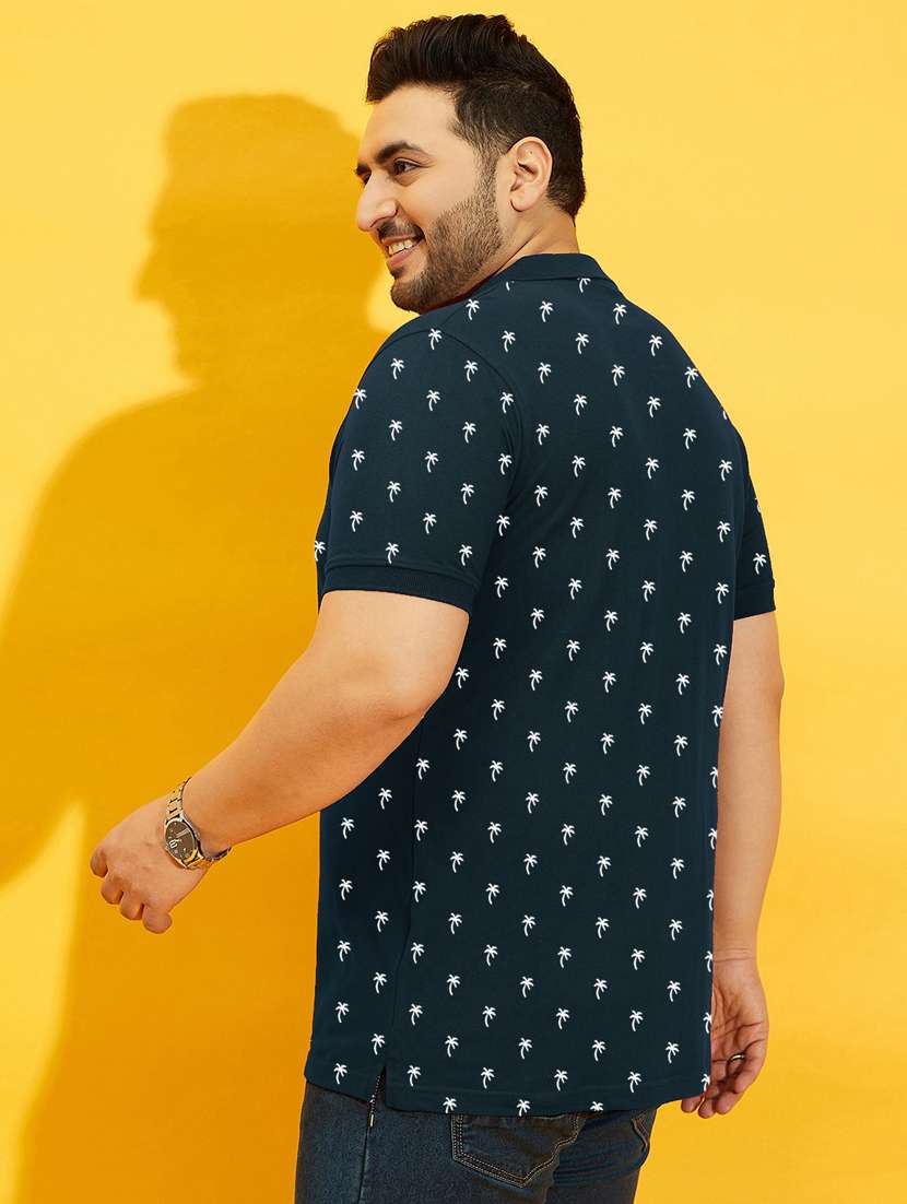 men green printed plus size polo t-shirt - 21130893 -  Standard Image - 1