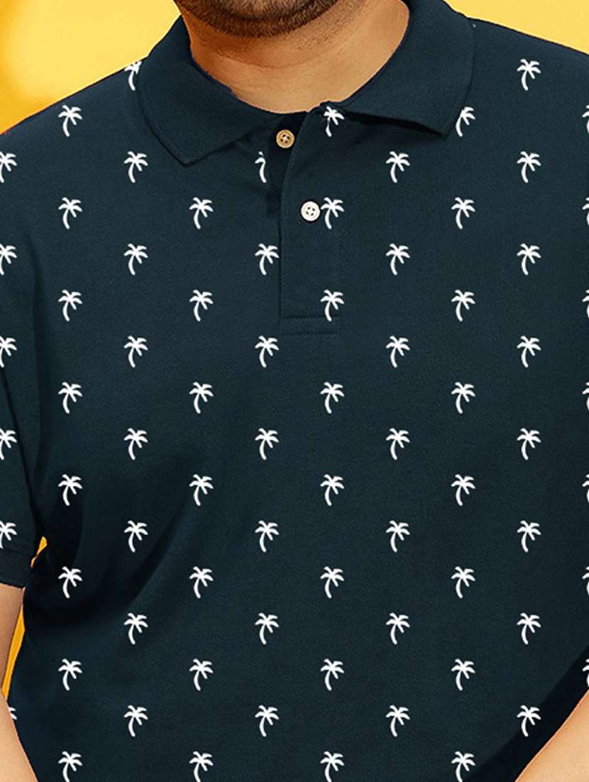 men green printed plus size polo t-shirt - 21130893 - Standard Image - 4