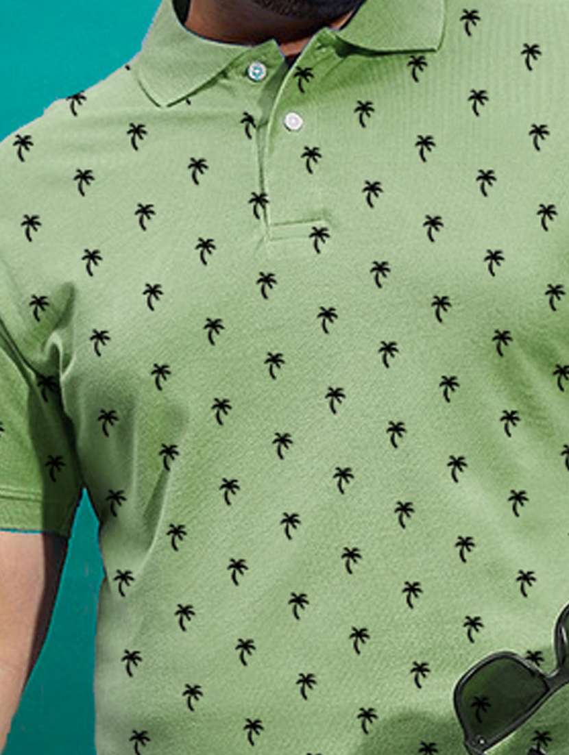 men green printed plus size polo t-shirt - 21130897 - Standard Image - 4