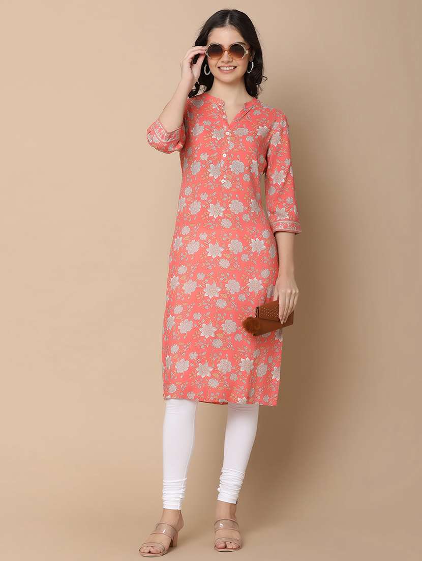 women three quarter sleeve straight kurta