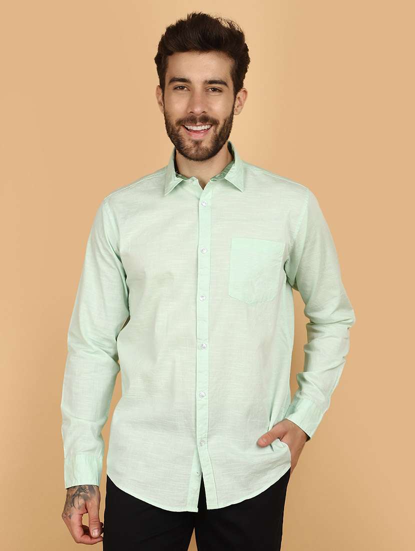 men solid cotton casual shirt