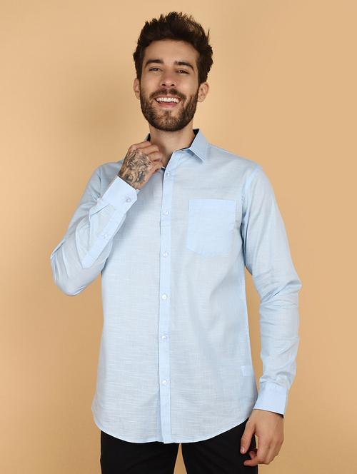 men solid cotton casual shirt - 21130977 -  Standard Image - 0