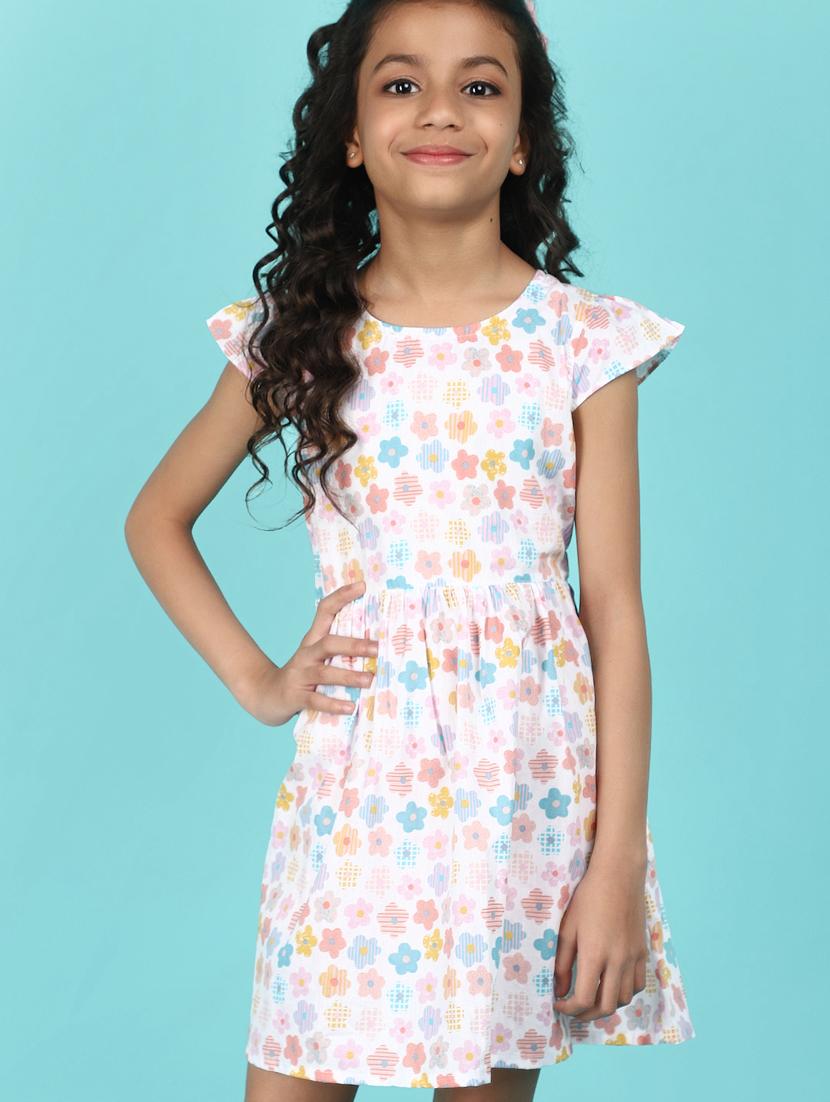 girls floral print a-line frock - 21130993 - Standard Image - 4