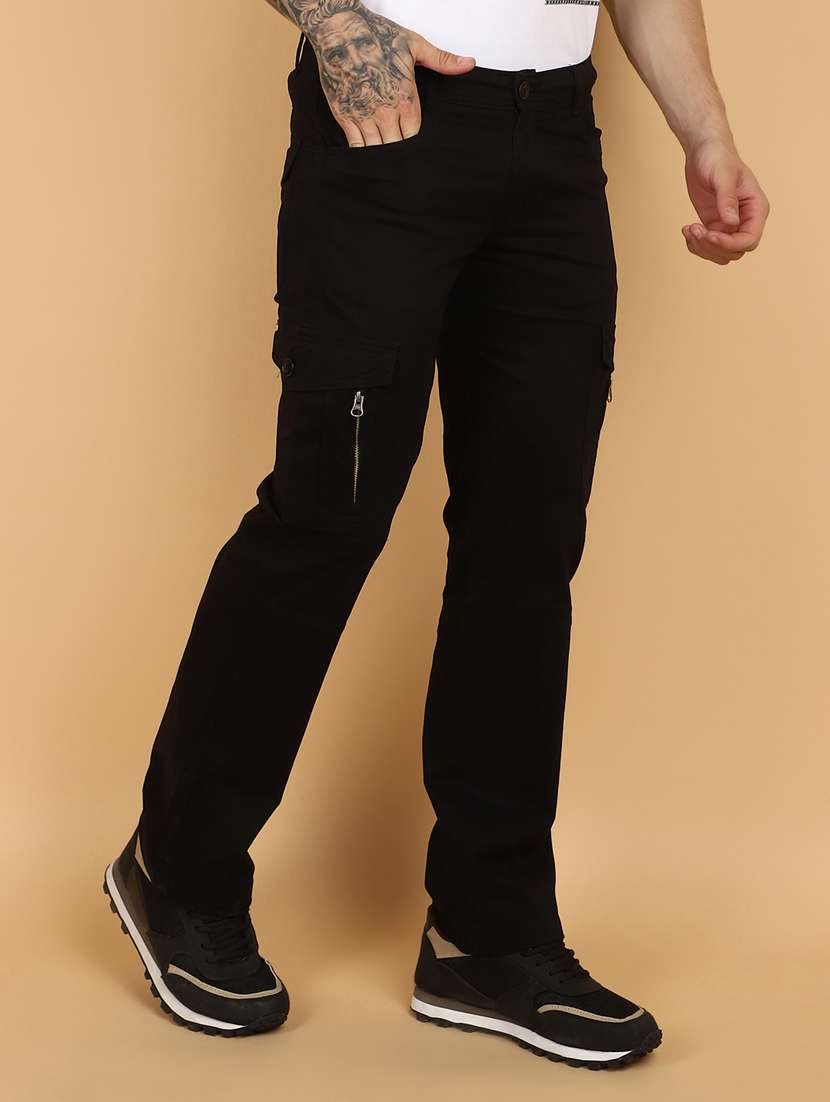 men solid mid rise cargo - 21131007 -  Standard Image - 1