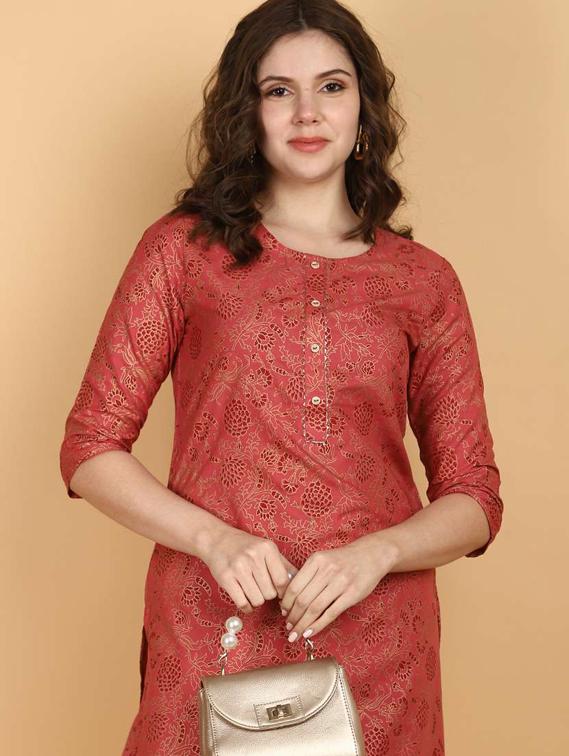 women three quarter sleeve straight kurta - 21131065 - Standard Image - 4