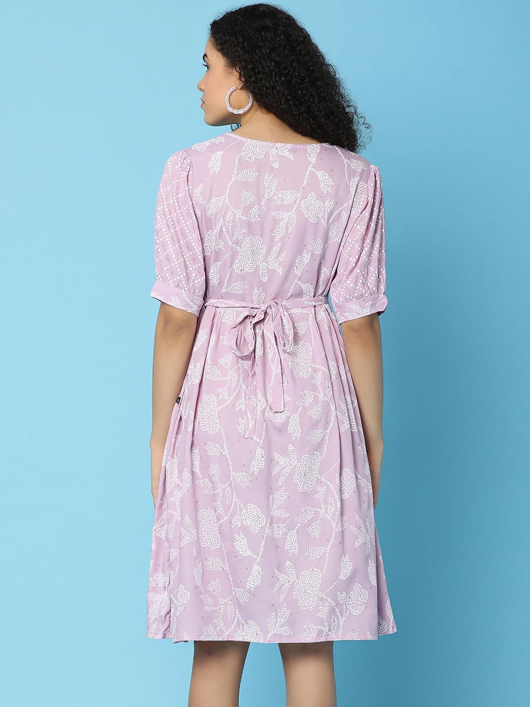 lavender rayon ethnic dress - 21131086 - Standard Image - 4