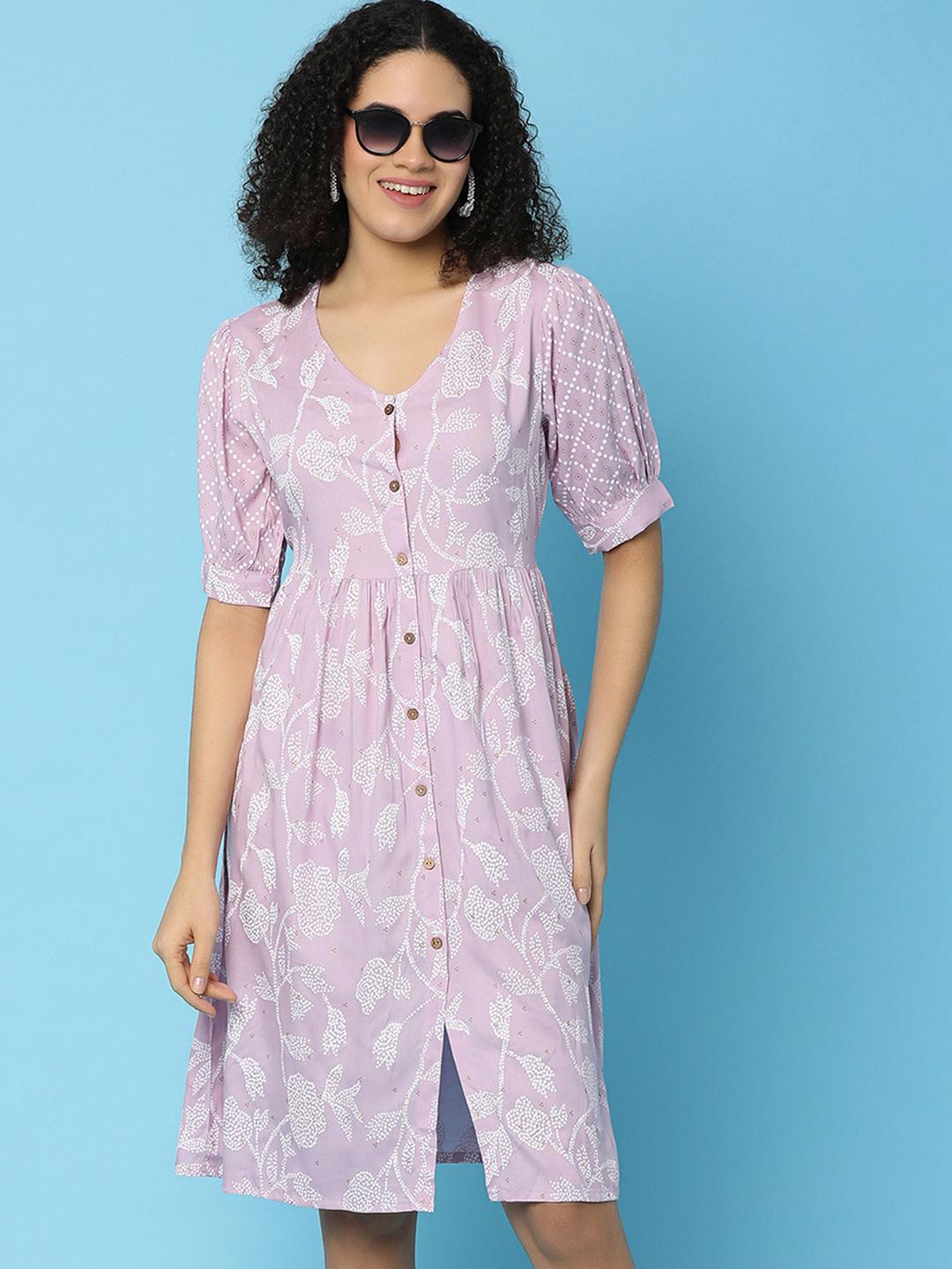 lavender rayon ethnic dress - 21131086 - Standard Image - 6