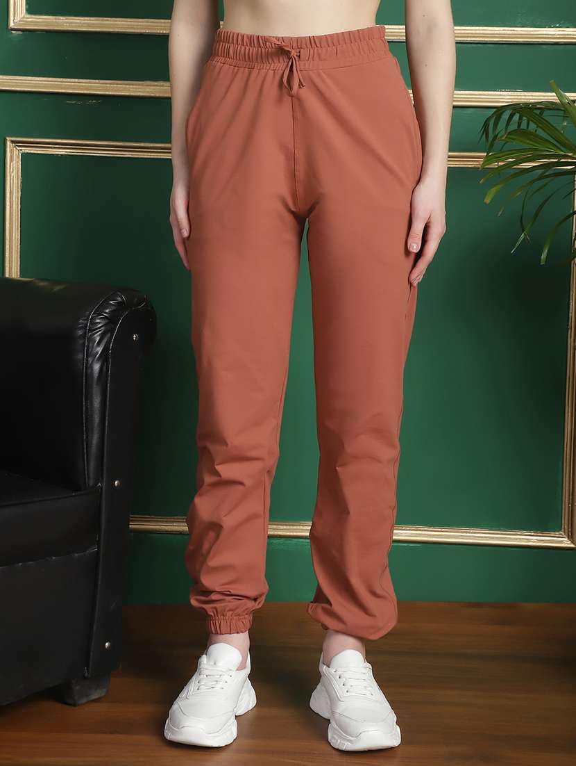 women solid mid rise relaxed fit jogger