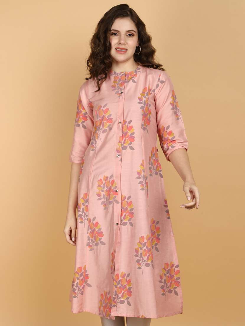 pink cotton a-line kurta