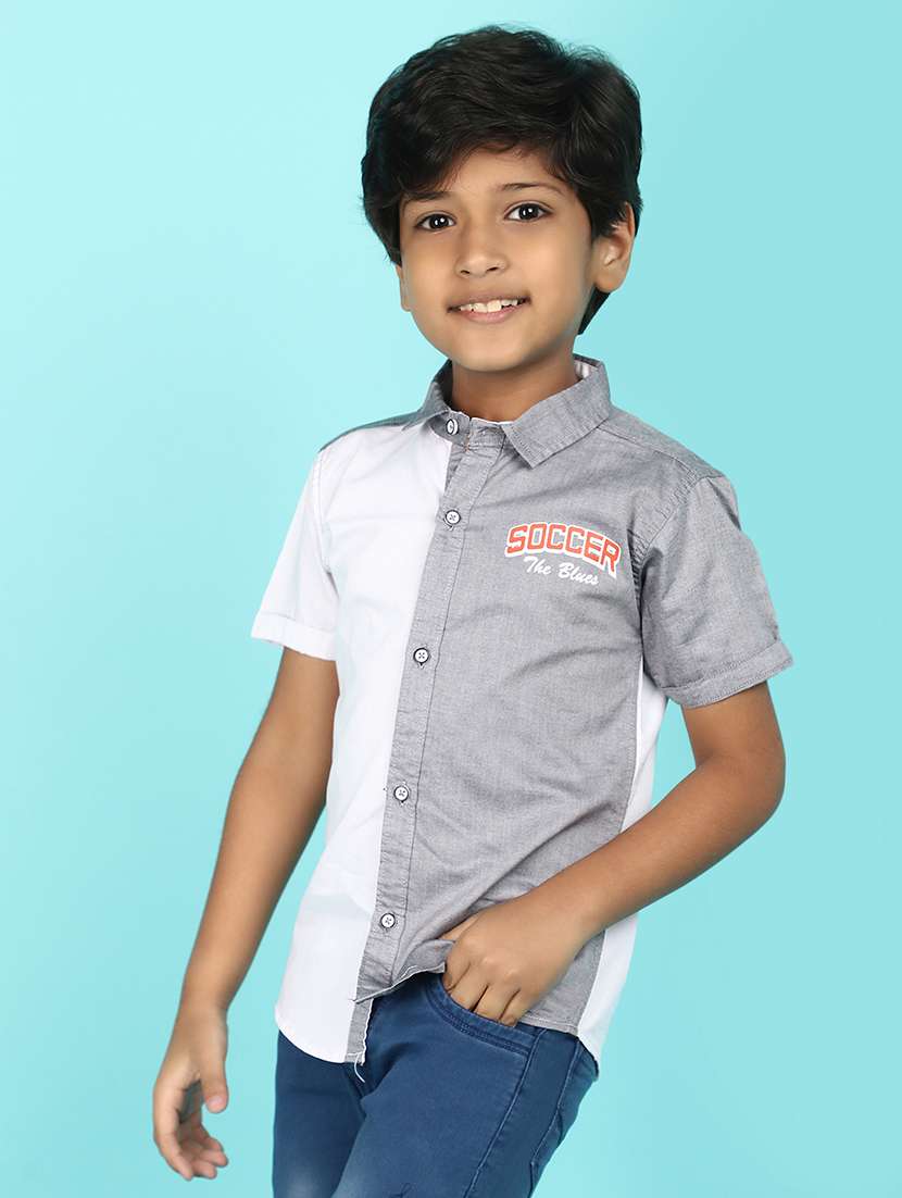 boys grey cotton shirt