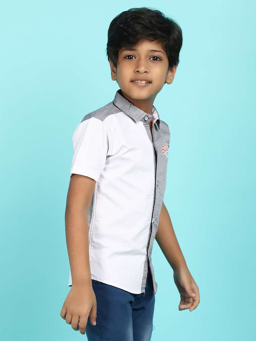 boys grey cotton shirt - 21131205 -  Standard Image - 1