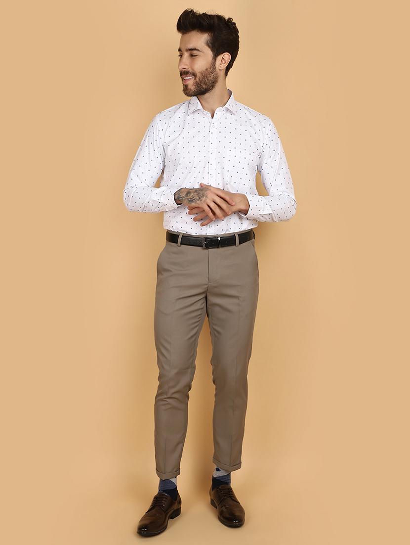 men mid rise cotton flat front formal trouser - 21131208 - Standard Image - 4