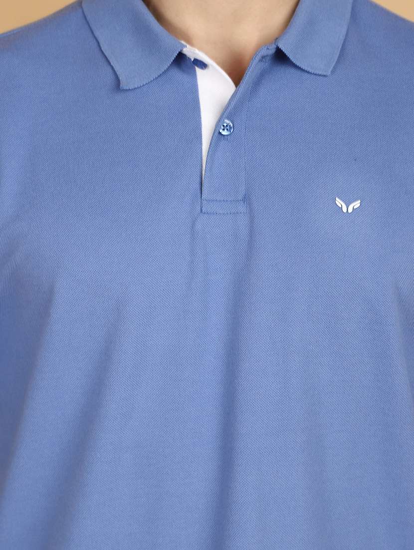 blue cotton plain t-shirt - 21131220 -  Standard Image - 4