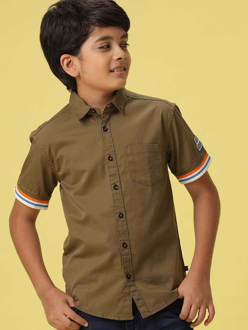 boys green cotton shirt - 21131262 -  Standard Image - 1