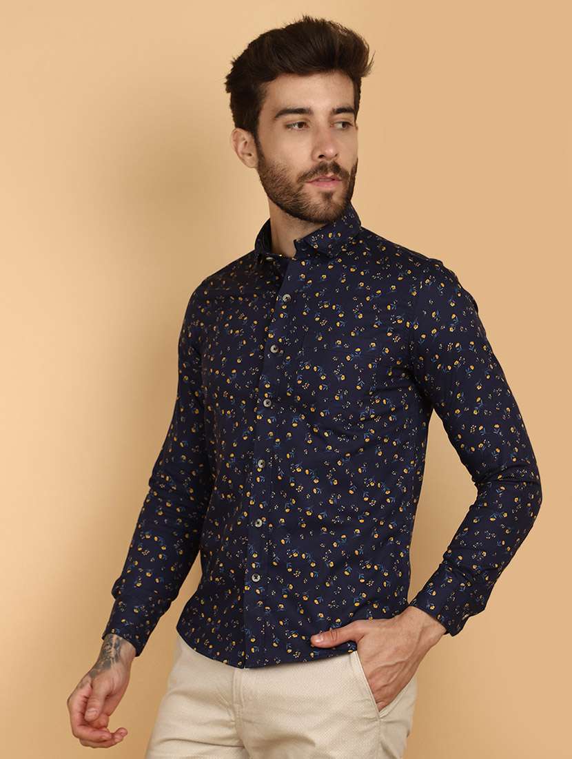 navy blue cotton casual shirt - 21131291 -  Standard Image - 1