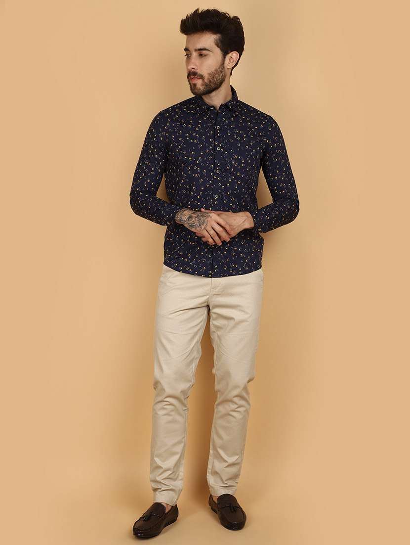 navy blue cotton casual shirt - 21131291 -  Standard Image - 4