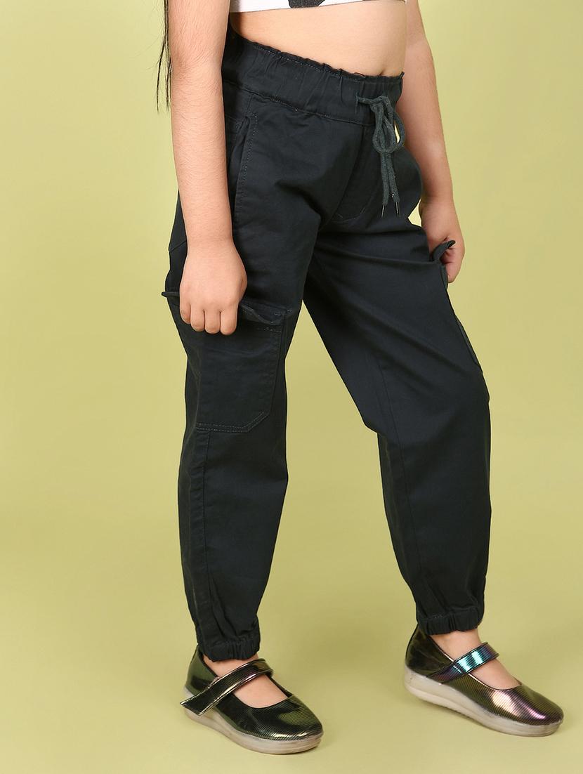 girls solid mid rise jogger trouser - 21131312 - Standard Image - 1