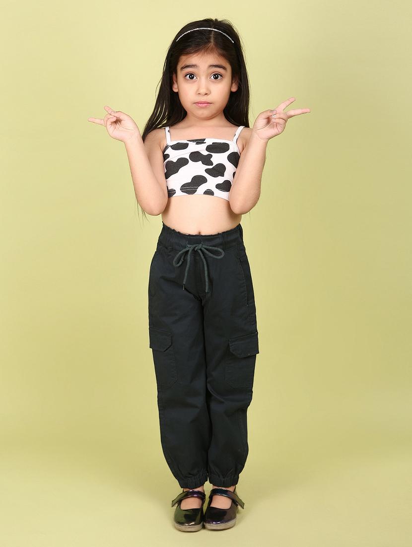 girls solid mid rise jogger trouser - 21131312 - Standard Image - 4