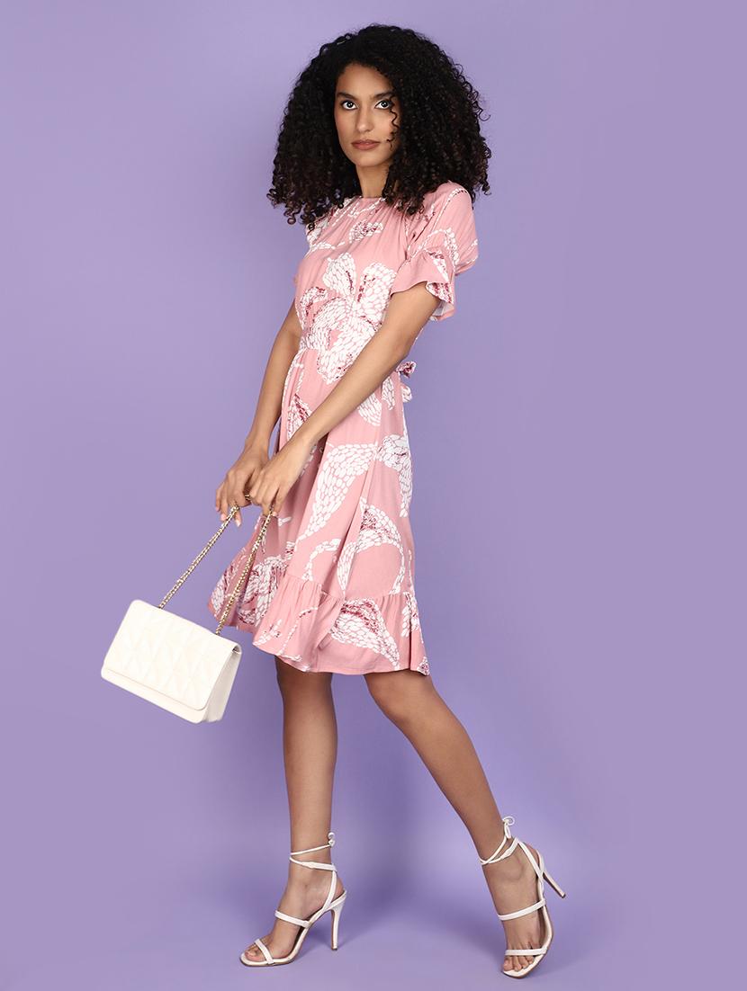 pink rayon a-line dress - 21131317 - Standard Image - 4