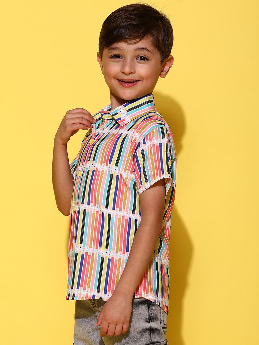 boys short sleeved striped shirt - 21131424 - Standard Image - 1