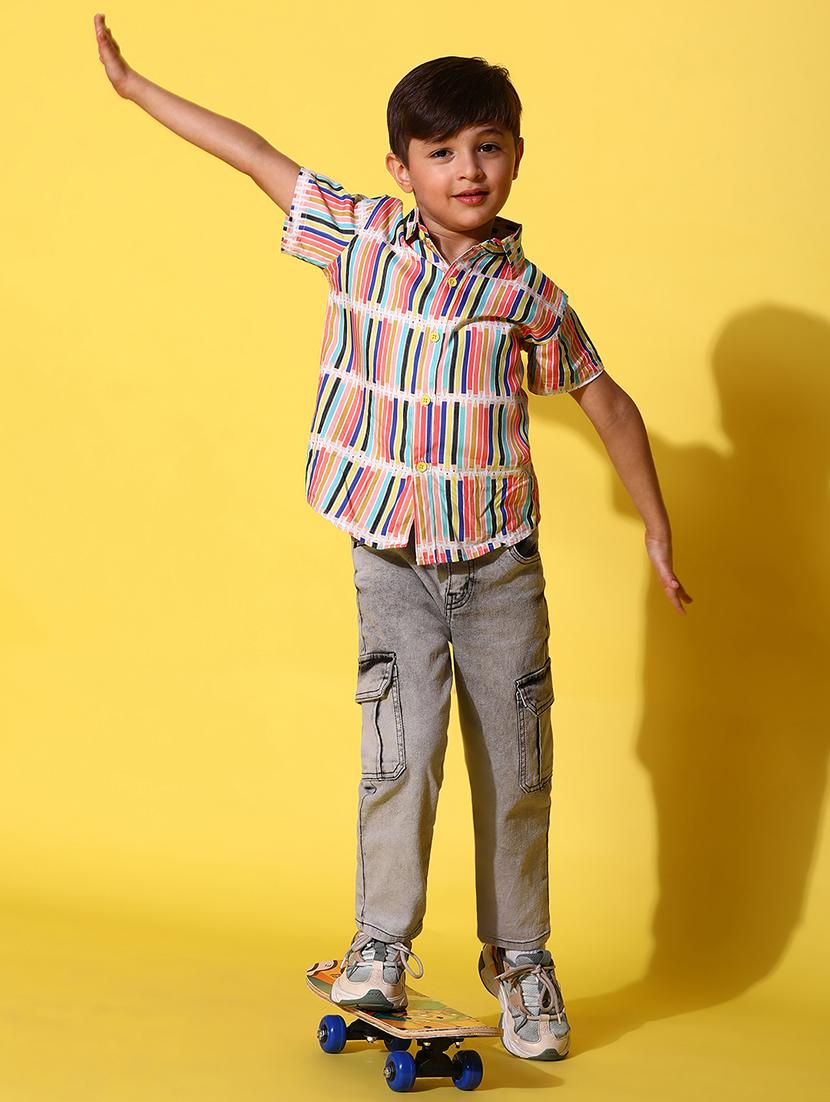 boys short sleeved striped shirt - 21131424 - Standard Image - 4