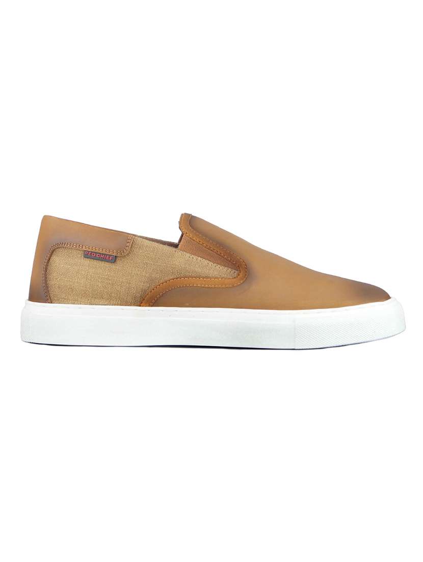 rust leather slip on sneakers - 21131435 -  Standard Image - 1