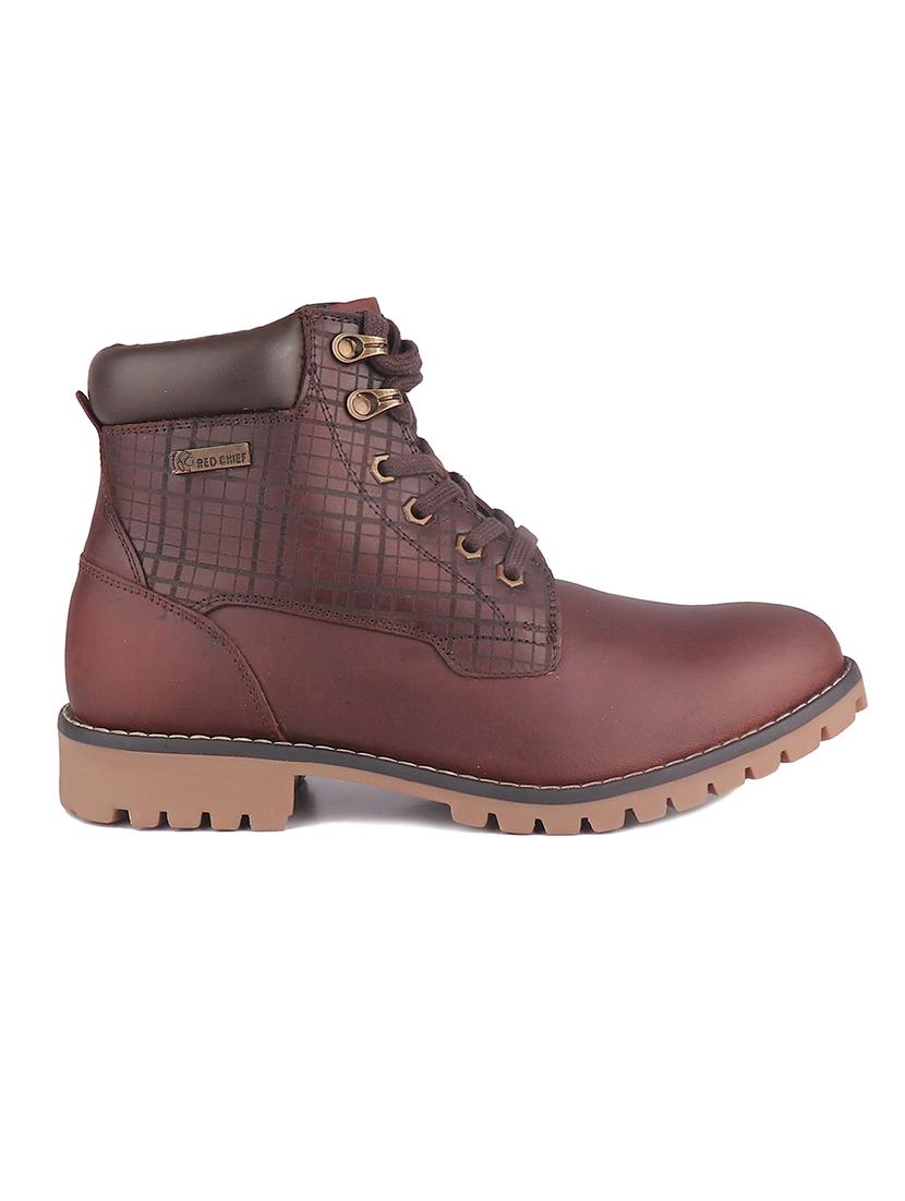 brown checked detailed hiking boots  - 21131448 -  Standard Image - 1