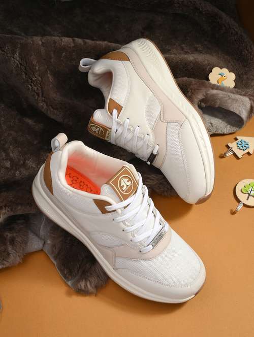 solid white lace-up sports shoes - 21131566 -  Standard Image - 0