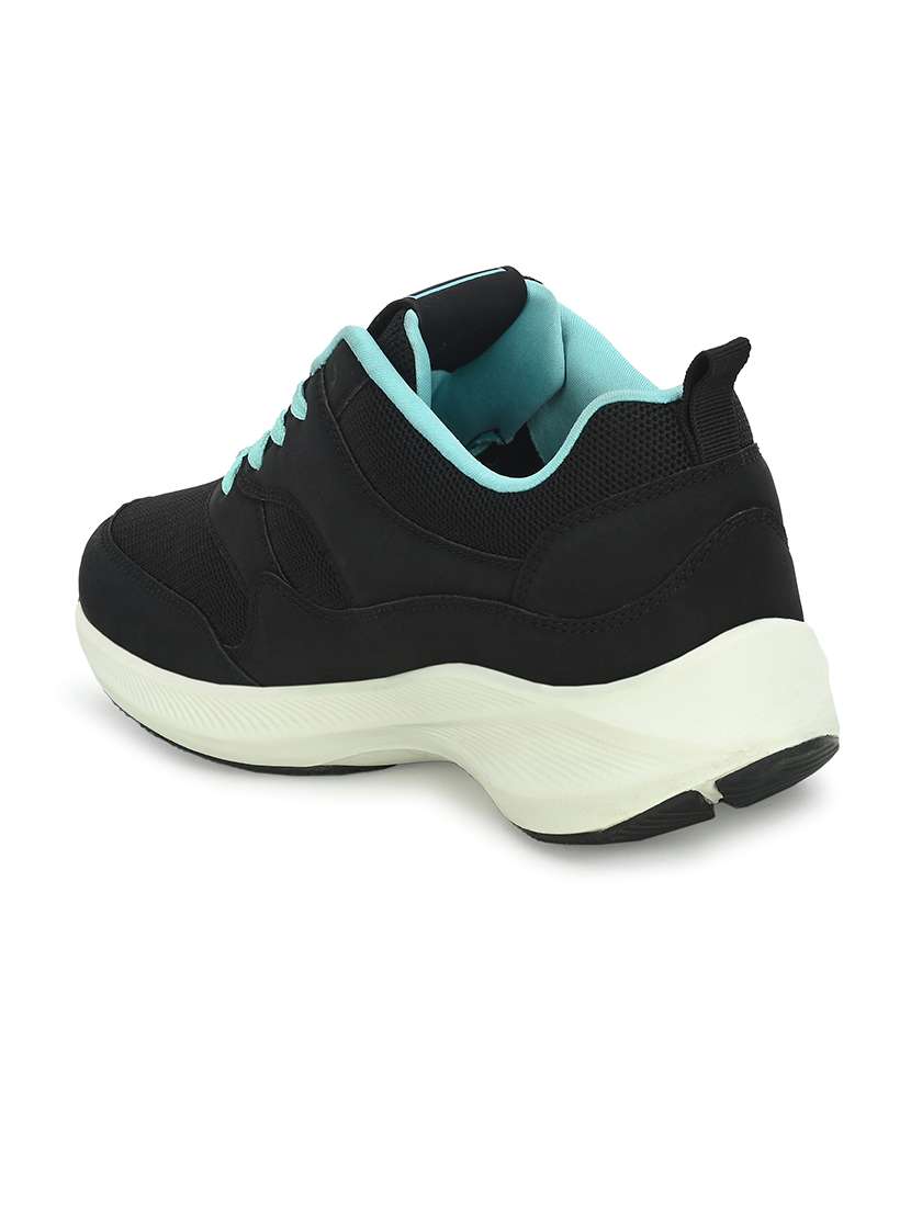 black synthetic & mesh laceup sports shoes - 21131960 -  Standard Image - 4